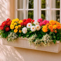 5 Dahlias nains (rouge, rose, blanc, orange, jaune) - Fleurs partout tout l'été