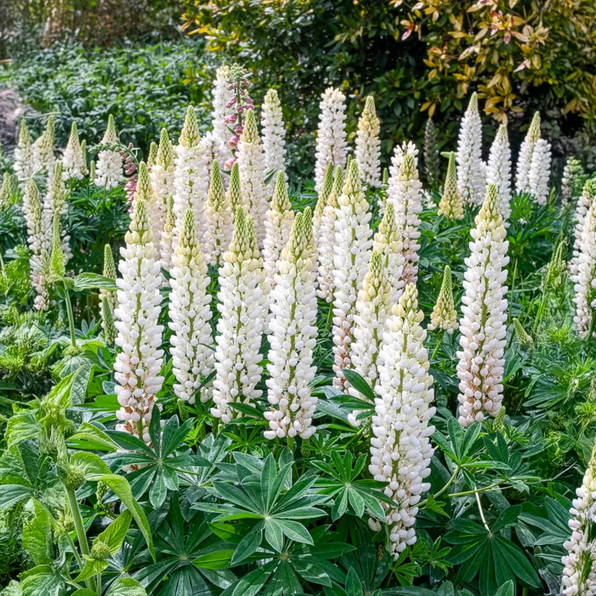 Lupin Noble Maiden - Des colonnes blanches au jardin