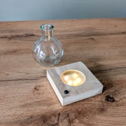 Mini Vase et son support en bois lumineux - Lumière et déco en un geste