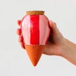 Olla hydratante Rayé rose et rouge - Vos plantes hydratées sans effort